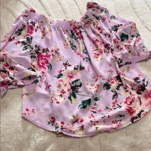 Beautiful Express Floral Off-Shoulder Women's Top in Light Pink
